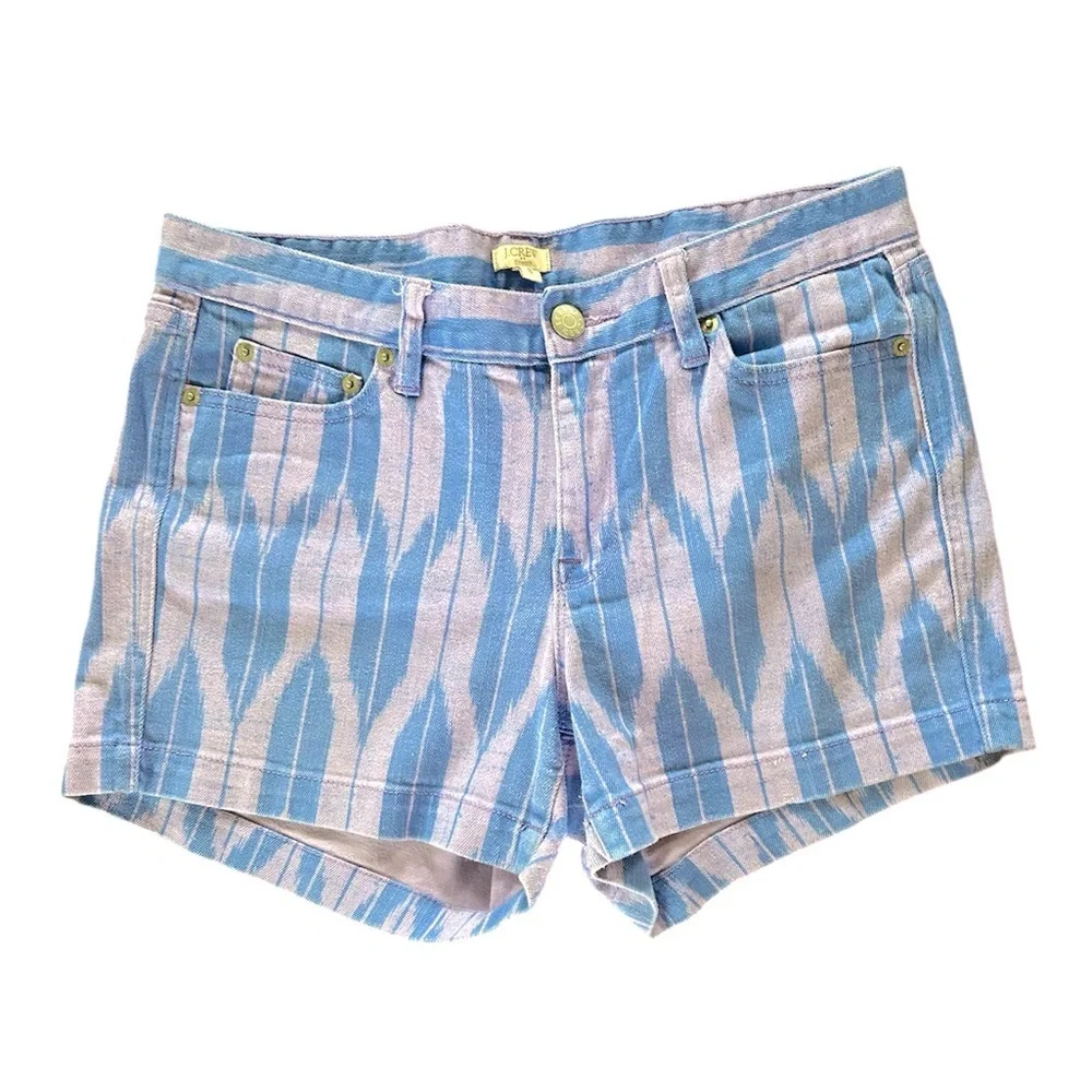 J. Crew | Women’s lavender/blue Southwest print 5 pocket jean shorts, size 8